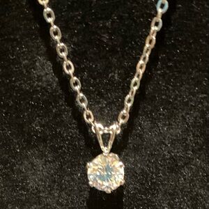 Silver Necklace with Cubic Zirconia Pendant